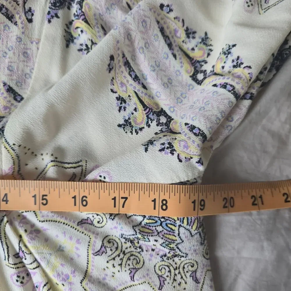 Free People Girl Talk Boho Tunic Top Size XS Ruffle Long Sleeve Floral Paisley - Picture 8 of 9